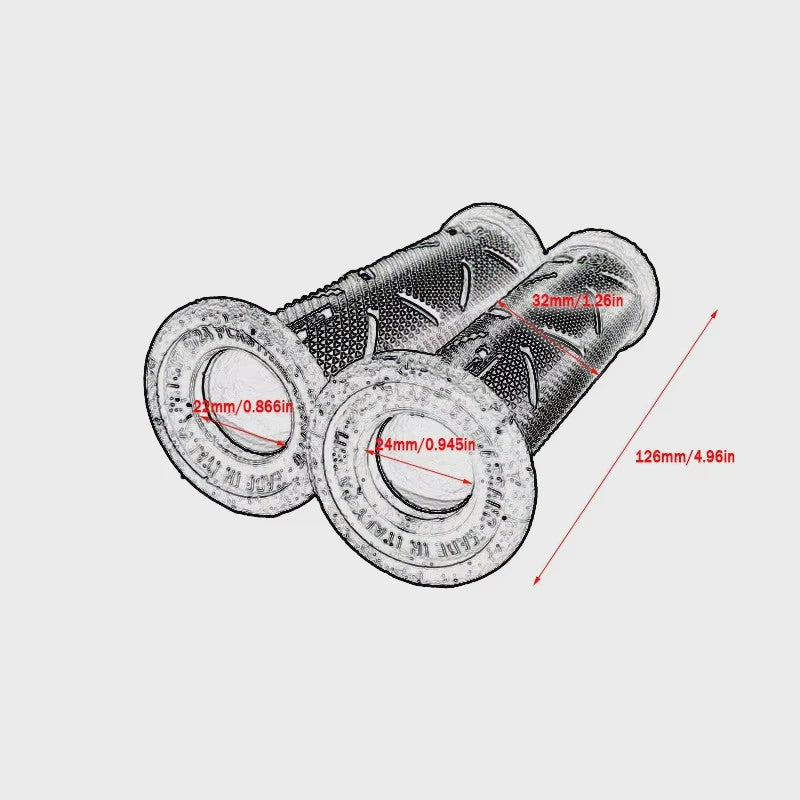 Set Motor Stuurhandvatten 22mm - Antislip Rubber & Aluminium Eindkappen