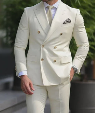 Luxe Bruin Herenpak - Double Breasted, Peak Lapel, Slim Fit Blazer & Pantalon