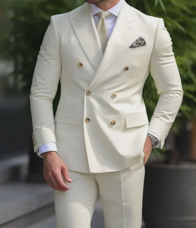 Luxe Bruin Herenpak - Double Breasted, Peak Lapel, Slim Fit Blazer & Pantalon