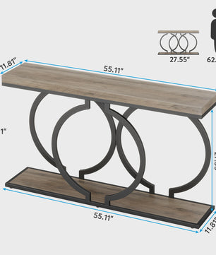 Moderne Console Tafel 55 inch met Faux Marmer - Smalle Entree Tafel met Unieke Basis