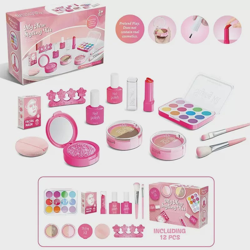 Prinsessen Speel Make-Up Set voor Kinderen - Faux Manicure, Lip Color & Eye Shadow Speelgoed