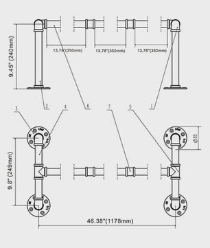Industrieel Wandrek Kledingrek Metaal Pijp Design - 40kg Draagkracht