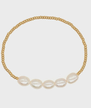 Set van 4 Elegante Armbanden met Goudkleurige Kralen en Parels voor Dames