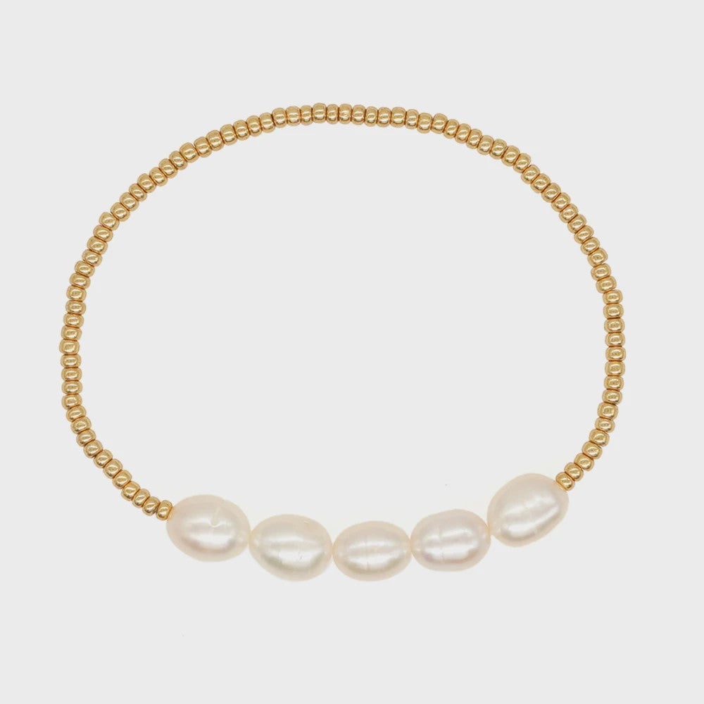 Set van 4 Elegante Armbanden met Goudkleurige Kralen en Parels voor Dames