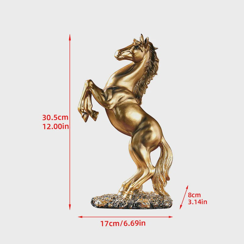 Luxe Winst Paard Statue - Stijlvolle Hars Decoratie voor Woonkamer, Kantoor & Bureau