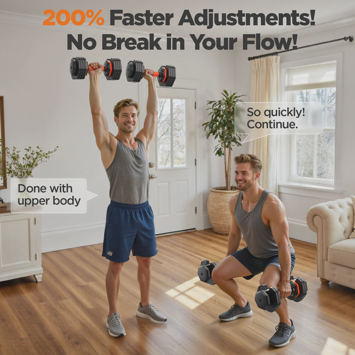 Verstelbare Dumbbell Set (2x 25LB) - Snel Wisselen voor Thuisgym