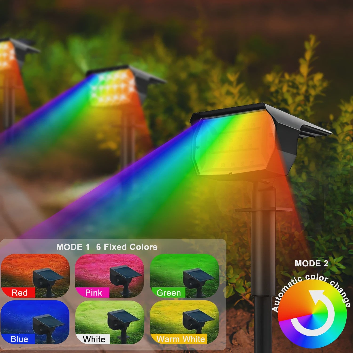Solar Tuinspots LED (72/68) - IP65 Waterdicht, 3 Modi, Buitenverlichting