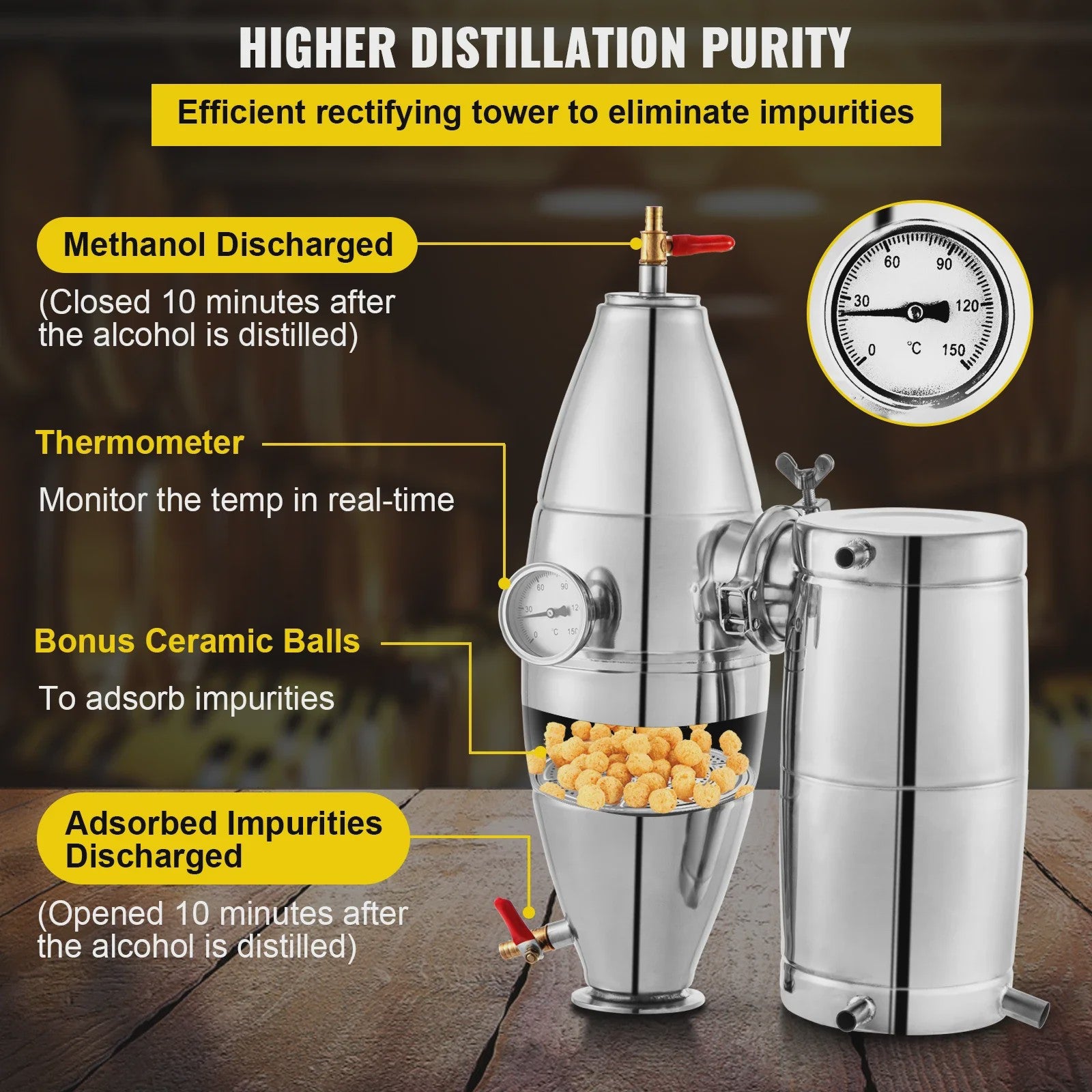VEVOR Roestvrij Staal Alcohol Distilleerder Kit - 20L/30L/50L/70L - Voor Wijn, Bier & Moonshine