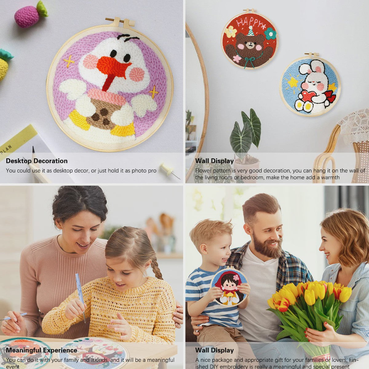 DIY Punch Needle Kit voor Beginners - Schattig Dier & Giraffe Borduurset met Borduurring