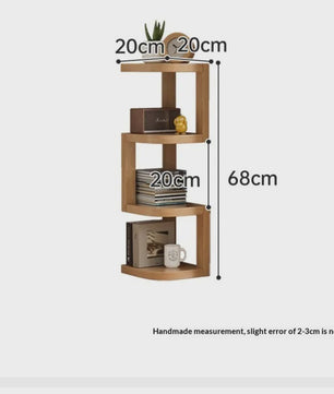 Houten Hoek Nachtkastje met 3 Niveaus - Minimalistisch & Ruimtebesparend