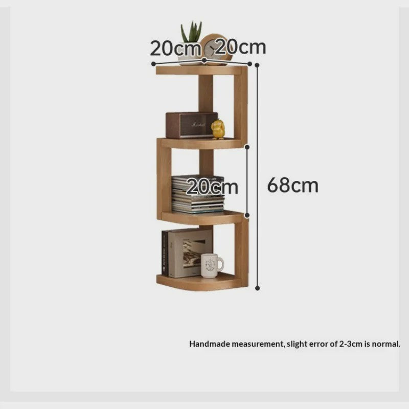 Houten Hoek Nachtkastje met 3 Niveaus - Minimalistisch & Ruimtebesparend