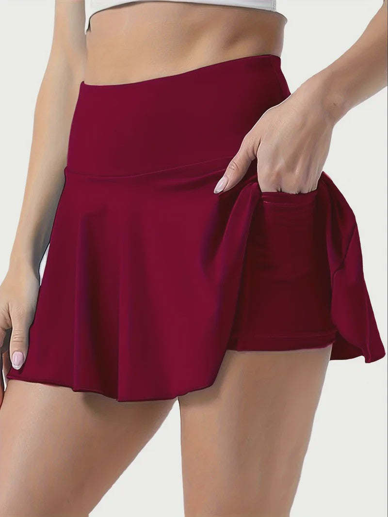 Sportieve Tennisrok met Hoge Taille, Ingebouwde Zak en Sneldrogend Materiaal - Perfect voor Fitness & Hardlopen
