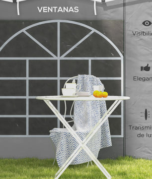 Outsunny Tentzijwanden 300x200 cm met Grijs Raam - 2 Panelen