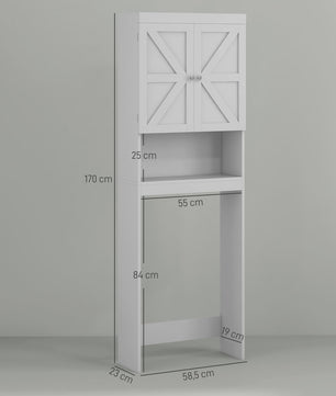 HOMCOM Bovenkast Badkamer Wit - Ruime Opbergkast met 2 Deuren en Plank