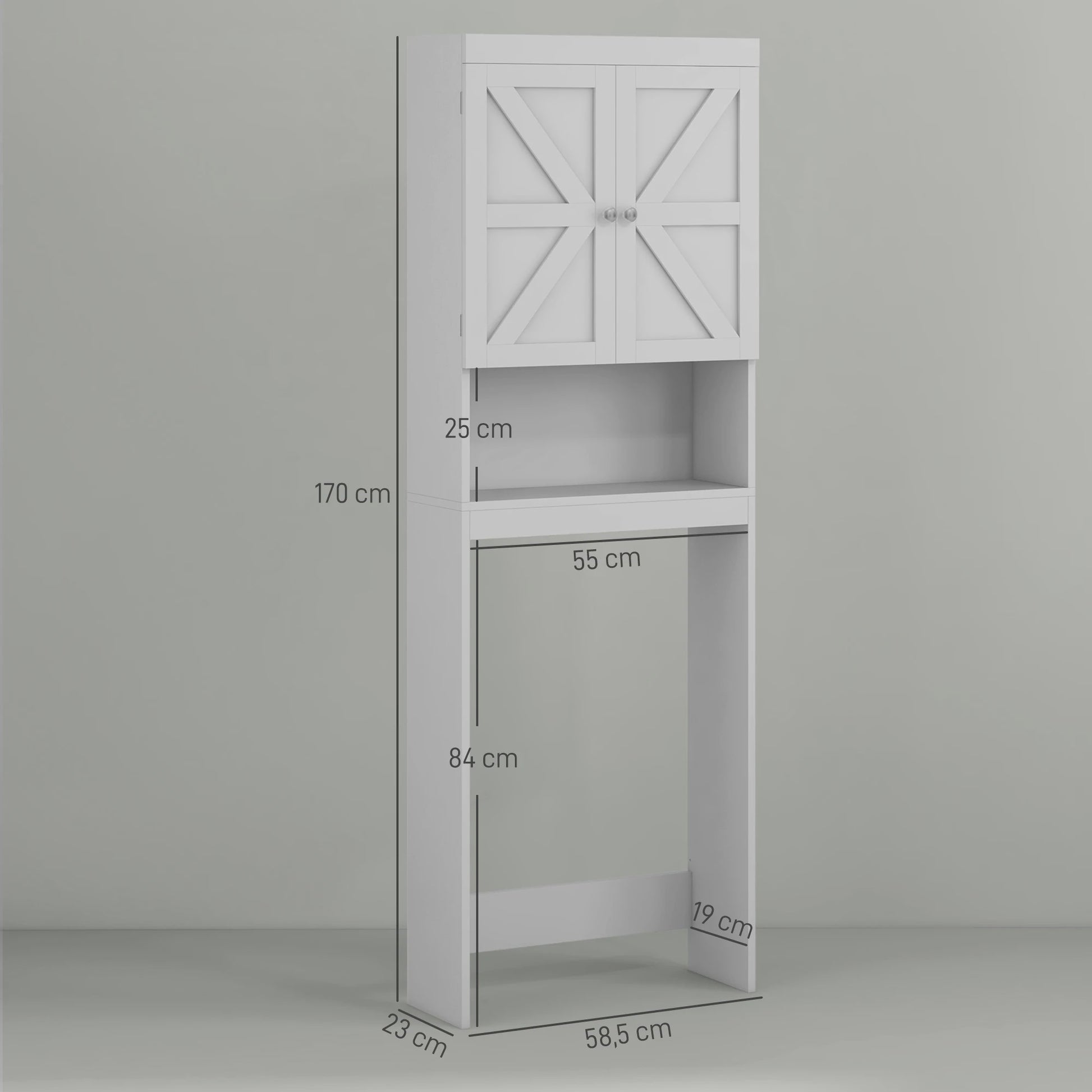 HOMCOM Bovenkast Badkamer Wit - Ruime Opbergkast met 2 Deuren en Plank