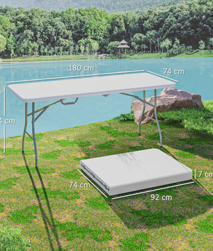 Outsunny HDPE Klaptafel - Robuuste Campingtafel Buiten met Handvat & Antislip Voetjes - 180x74x74 cm