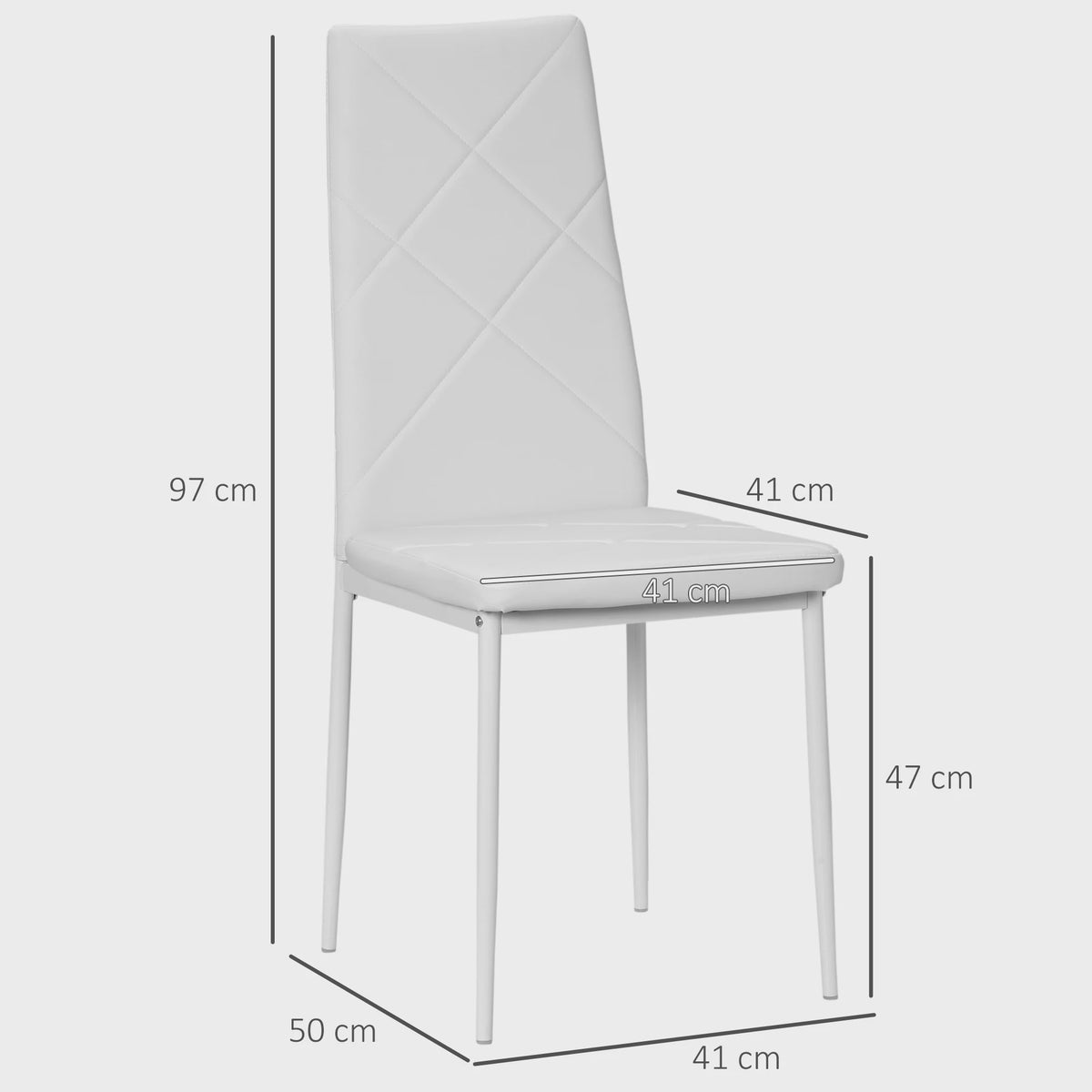 Set van 4 Witte Eetkamerstoelen met Synthetische Bekleding en Stalen Poten