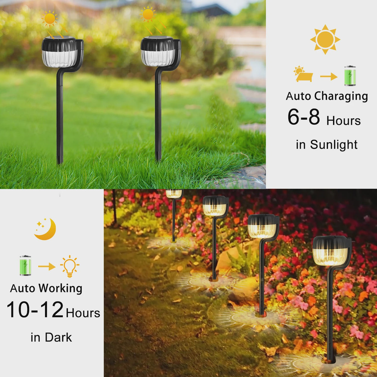 2/4 Stuks Super Heldere LED Zonne-tuinverlichting - Waterdicht IP65 voor Pad, Gazon & Buiten Decoratie