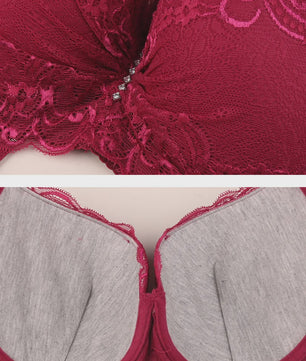 Comfortabele Plus Size Lace Push-Up BH met Brede Zijband en 4-Rij Sluiting
