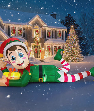 Grote Opblaasbare Kerst Elf - 300cm - Feestelijke Tuindecoratie