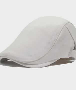 Stijlvolle Leren Baret voor Heren - Imitatie Schapenvacht Pet