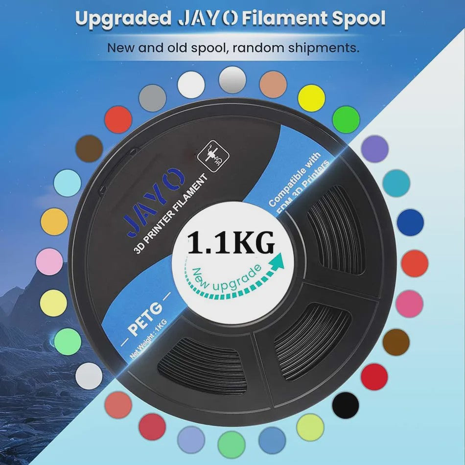 JAYO PETG 3D Printer Filament - 1.75mm Clear, 1.1kg, Hoge Taaiheid, Net Gewikkeld