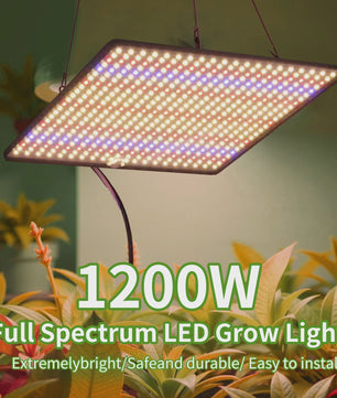 2x LED Groeilamp Full Spectrum 1200W - Professionele Kweekverlichting voor Binnen