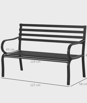 Outsunny Design Tuinbank Zwart Metaal - 2 Persoons - 127x58x82 cm