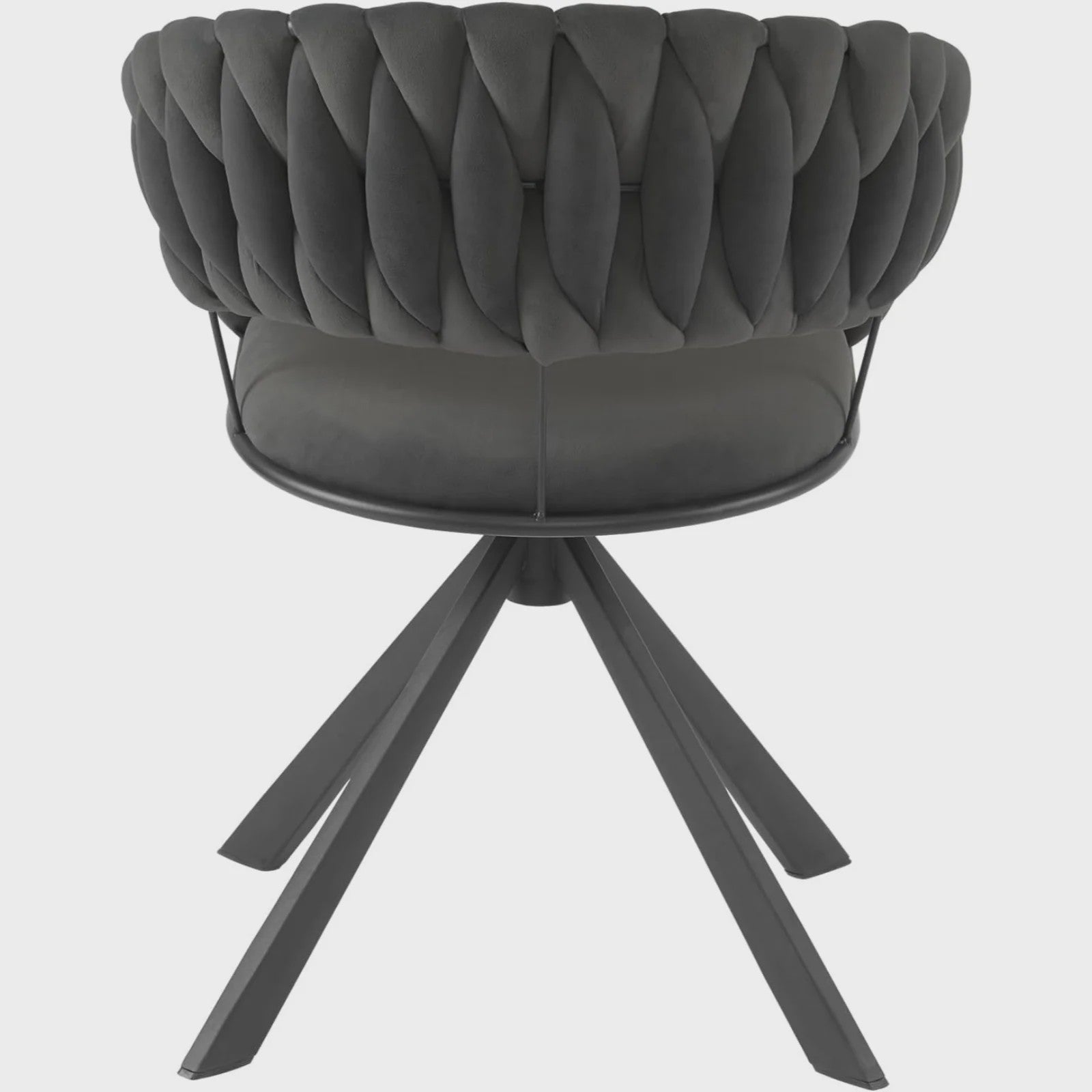 Set van 2 fluwelen draaistoelen 360° met geweven rugleuning en metalen poten