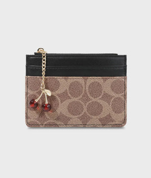 Luxe Dames Portemonnee Kaarthouder PU Leer Multifunctioneel Klein Tasje met Cherry Bedel