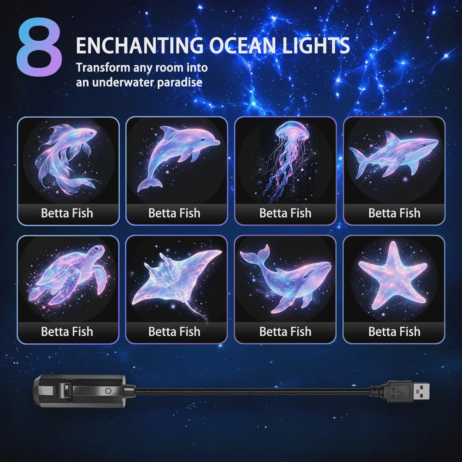 Galaxy Oceaan Projector Lamp - Romantische Sfeer & Nachtlampje met USB