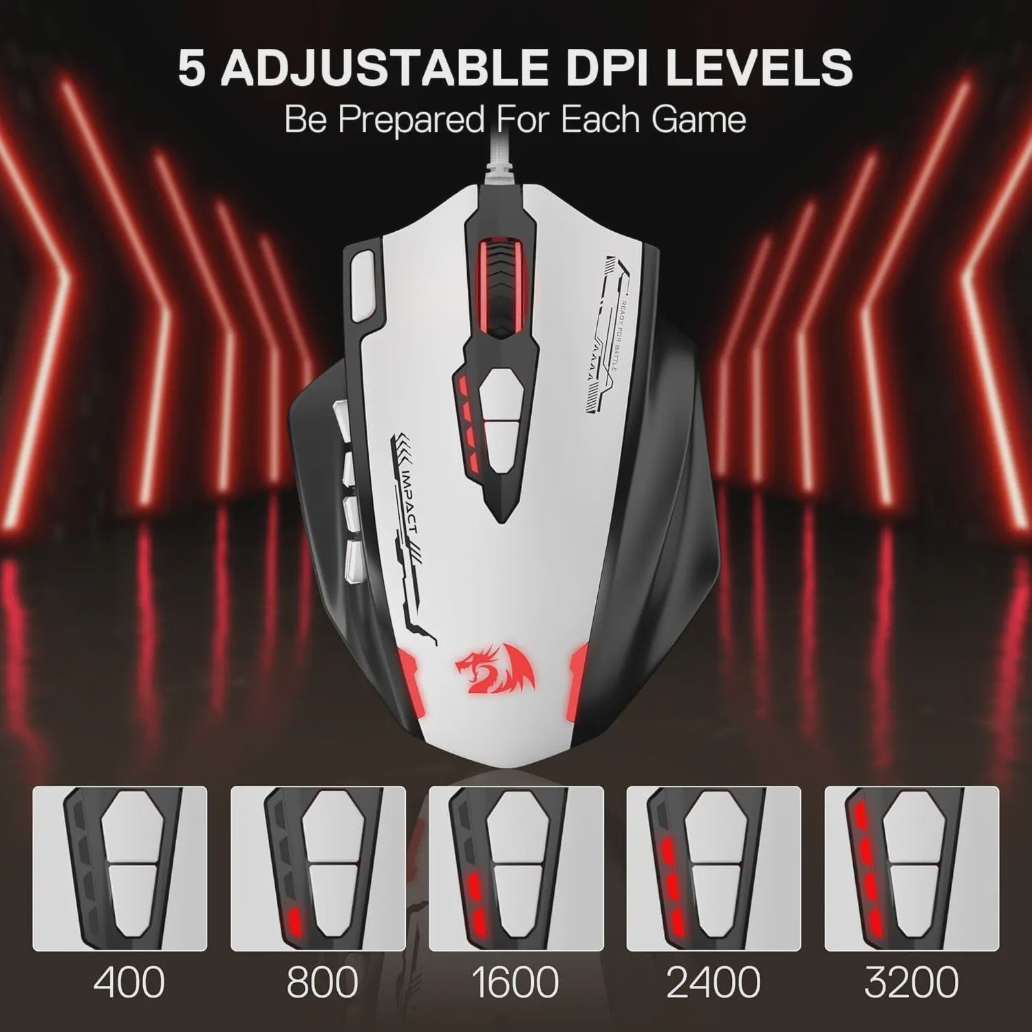 Redragon M908 Impact MMO Gaming Muis - RGB, Ergonomisch, 24000 DPI, 18 Programmeerbare Knoppen