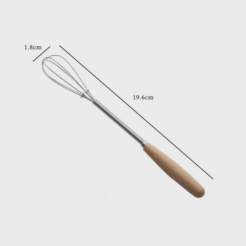 Mini Garde met Houten Handvat - Roestvrij Staal Eierklopper voor Bakken