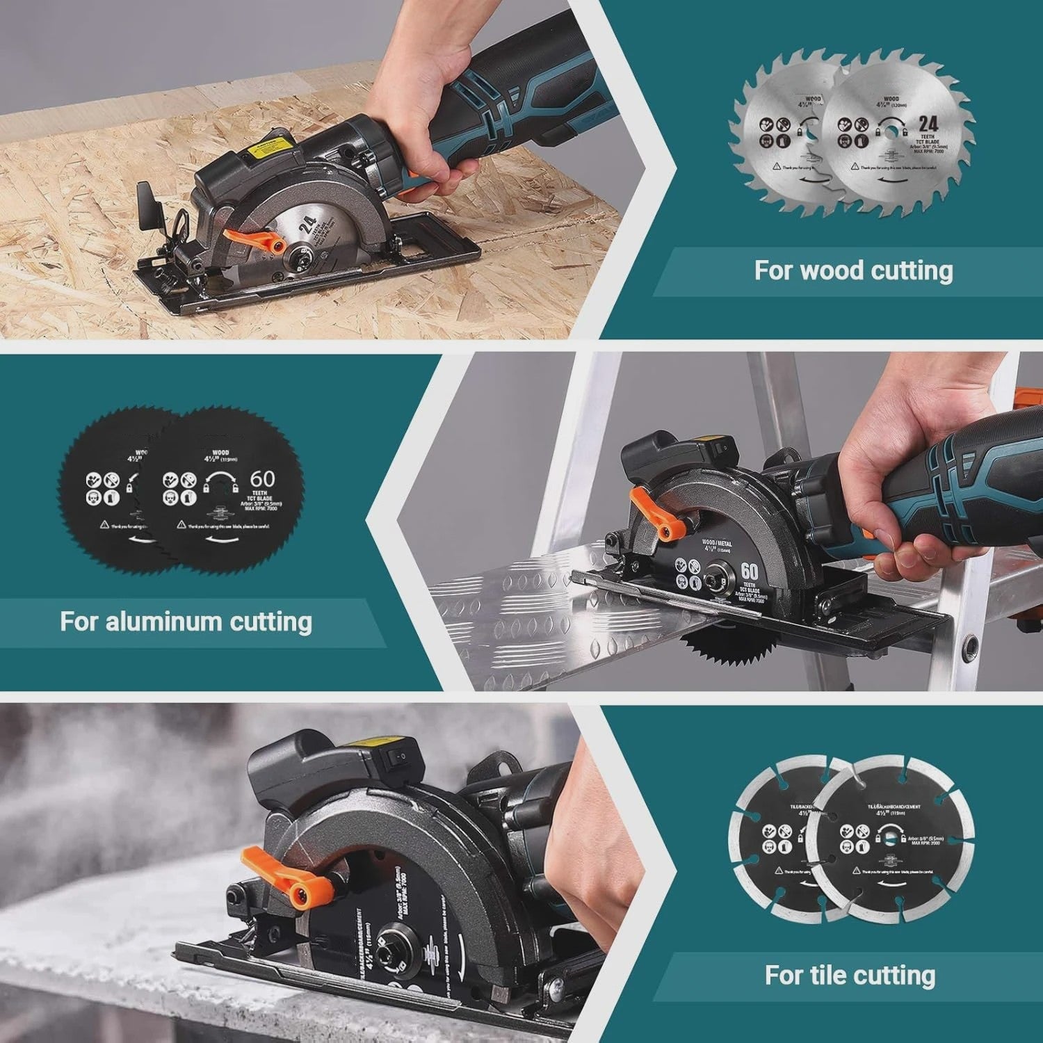 DOVAMAN Mini Cirkelzaag met Laser - 710W, 3500rpm, 6 Zaagbladen, 43mm Diepte