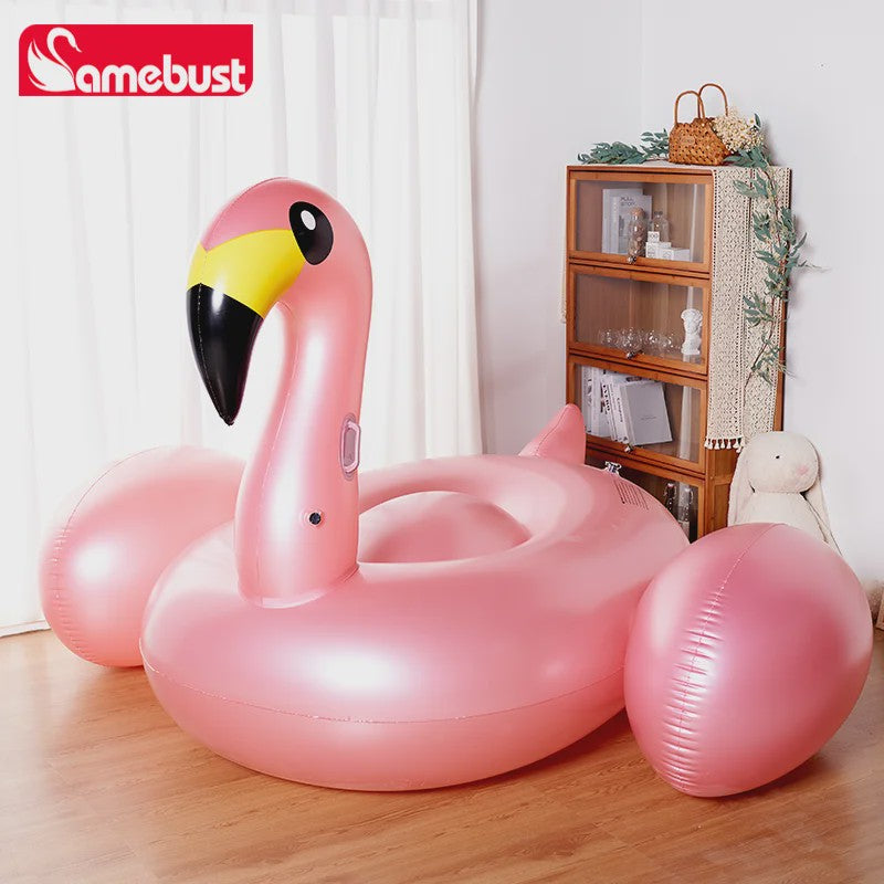 Opblaasbare Flamingo Zwemband - XL Roze Goud - Strand & Zwembad Plezier