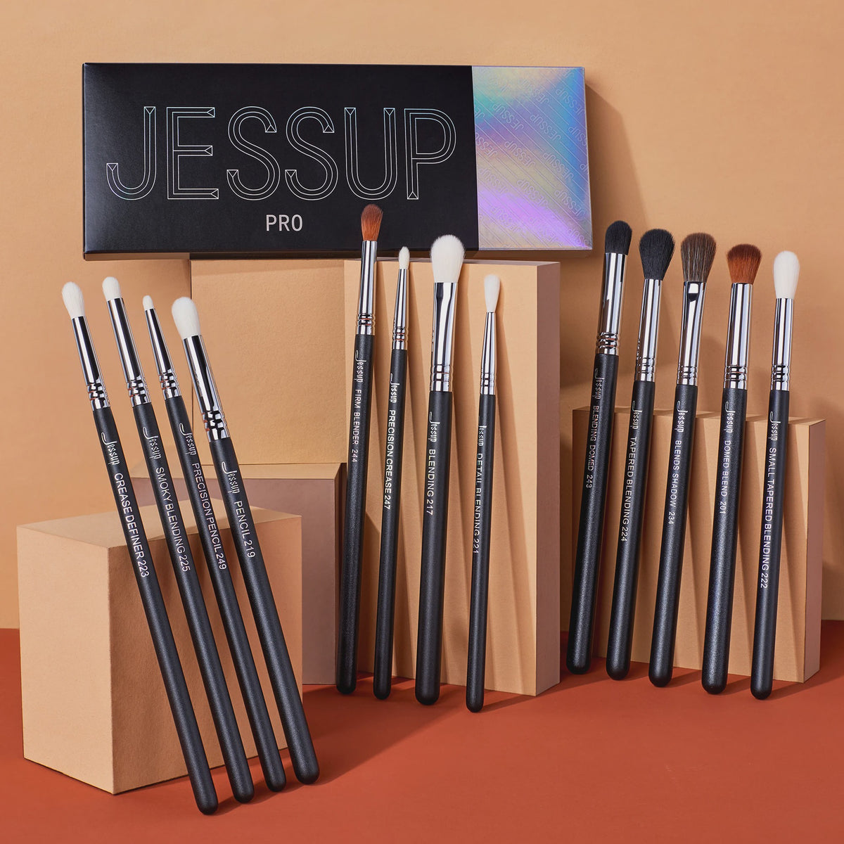 Jessup 13-delige Professionele Oog Make-up Kwastenset - Synthetisch Vegan Haar