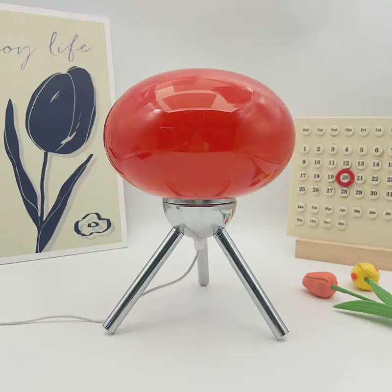 Retro Glazen Mushroom Tafellamp - Nordic Stijl, Sfeervolle Verlichting voor Slaapkamer & Nachtkastje