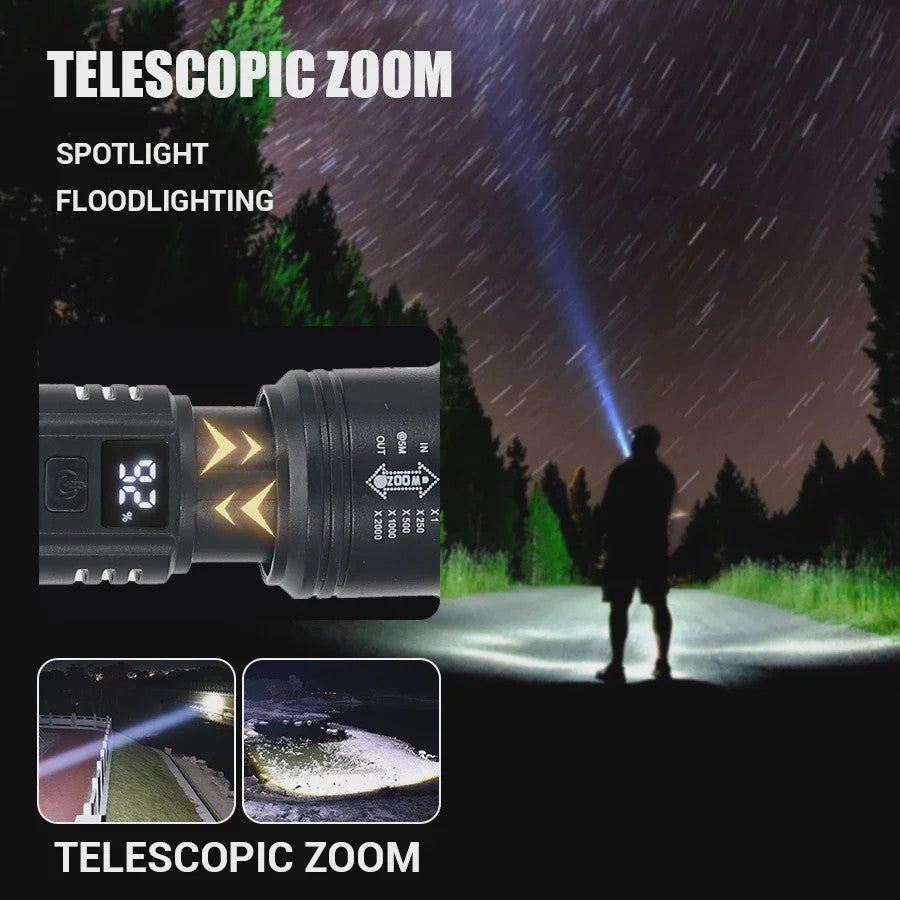 Krachtige LED Zaklamp 2000LM met USB Opladen & Batterij Indicator - Ideaal voor Camping & Noodgevallen
