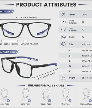 KAROS Blauw Licht Blokkerende Leesbril - Unisex Grote Frame Computerbril