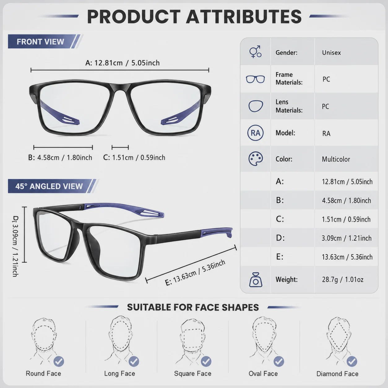 KAROS Blauw Licht Blokkerende Leesbril - Unisex Grote Frame Computerbril