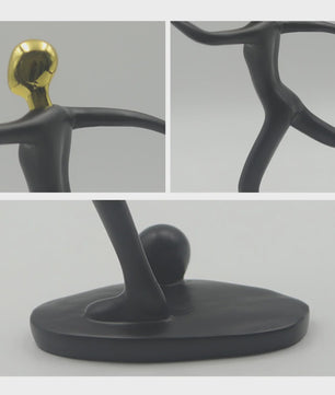 Moderne Mens Sculptuur met Gouden Hoofd - Decoratieve Figuur voor Huis en Bureau