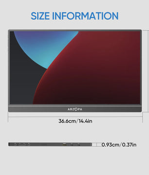 ARZOPA 16.1" Draagbare Monitor - FHD 1080P IPS, 100% sRGB, Ultraslank & Lichtgewicht