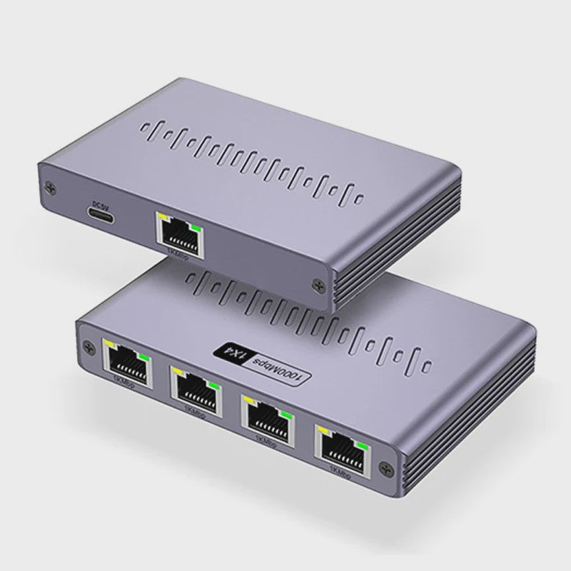 Gigabit 1x4 Ethernet Splitter 1000Mbps RJ45 LAN - Verdeel Internet naar 4 Apparaten