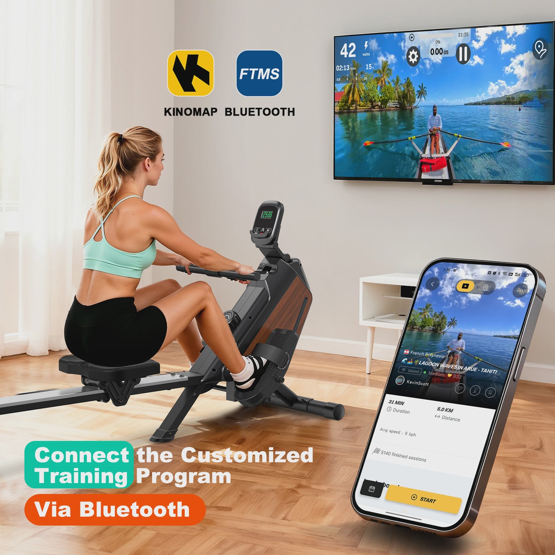 Inklapbare Roeitrainer MettleMatic: 16 Niveaus Magnetische Weerstand & LCD Monitor voor Thuis Cardio
