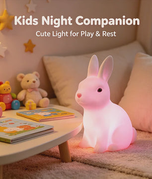 Schattige Konijn Nachtlampje - Kleurrijk & Zacht Licht voor Kinderkamer