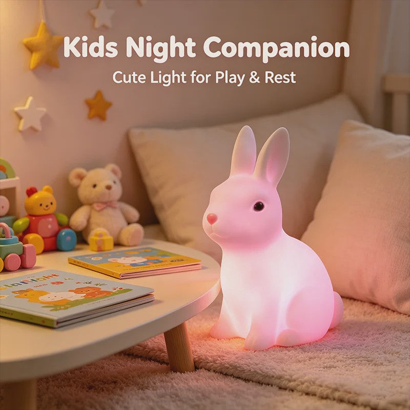 Schattige Konijn Nachtlampje - Kleurrijk & Zacht Licht voor Kinderkamer