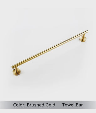 Luxe Badkamer Accessoires Set - Handdoekhouder, Toiletrolhouder & Kapstokhaak - Geborsteld Goud/Zwart