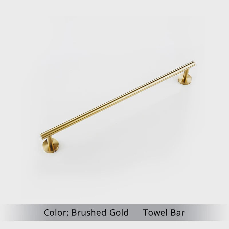 Luxe Badkamer Accessoires Set - Handdoekhouder, Toiletrolhouder & Kapstokhaak - Geborsteld Goud/Zwart