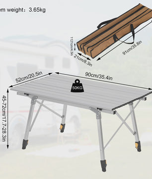 Opvouwbare Campingtafel - In Hoogte Verstelbaar | Ideaal voor Tuin, Picknick & Reizen