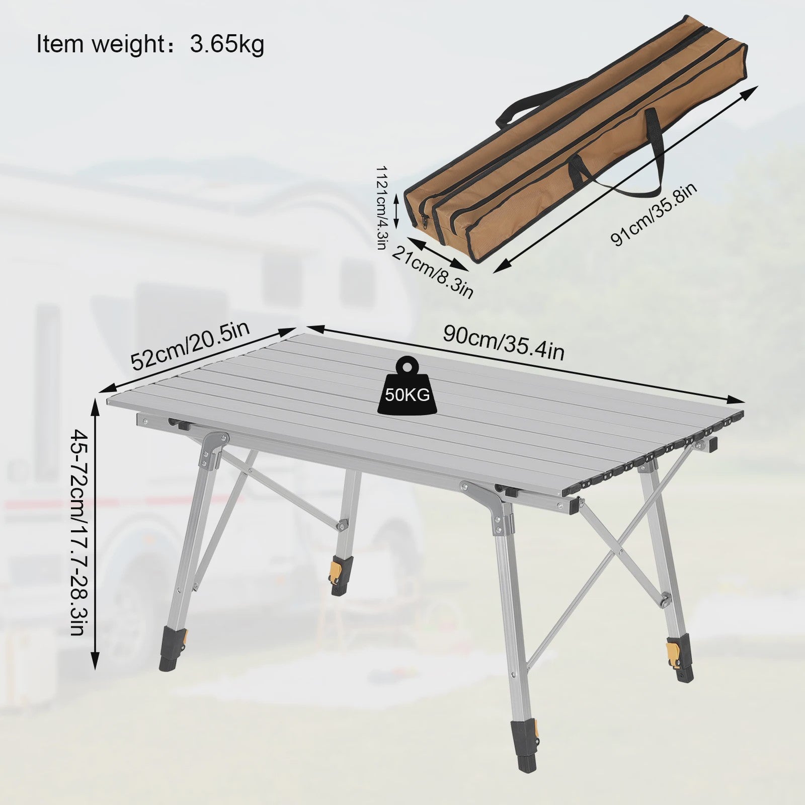 Opvouwbare Campingtafel - In Hoogte Verstelbaar | Ideaal voor Tuin, Picknick & Reizen